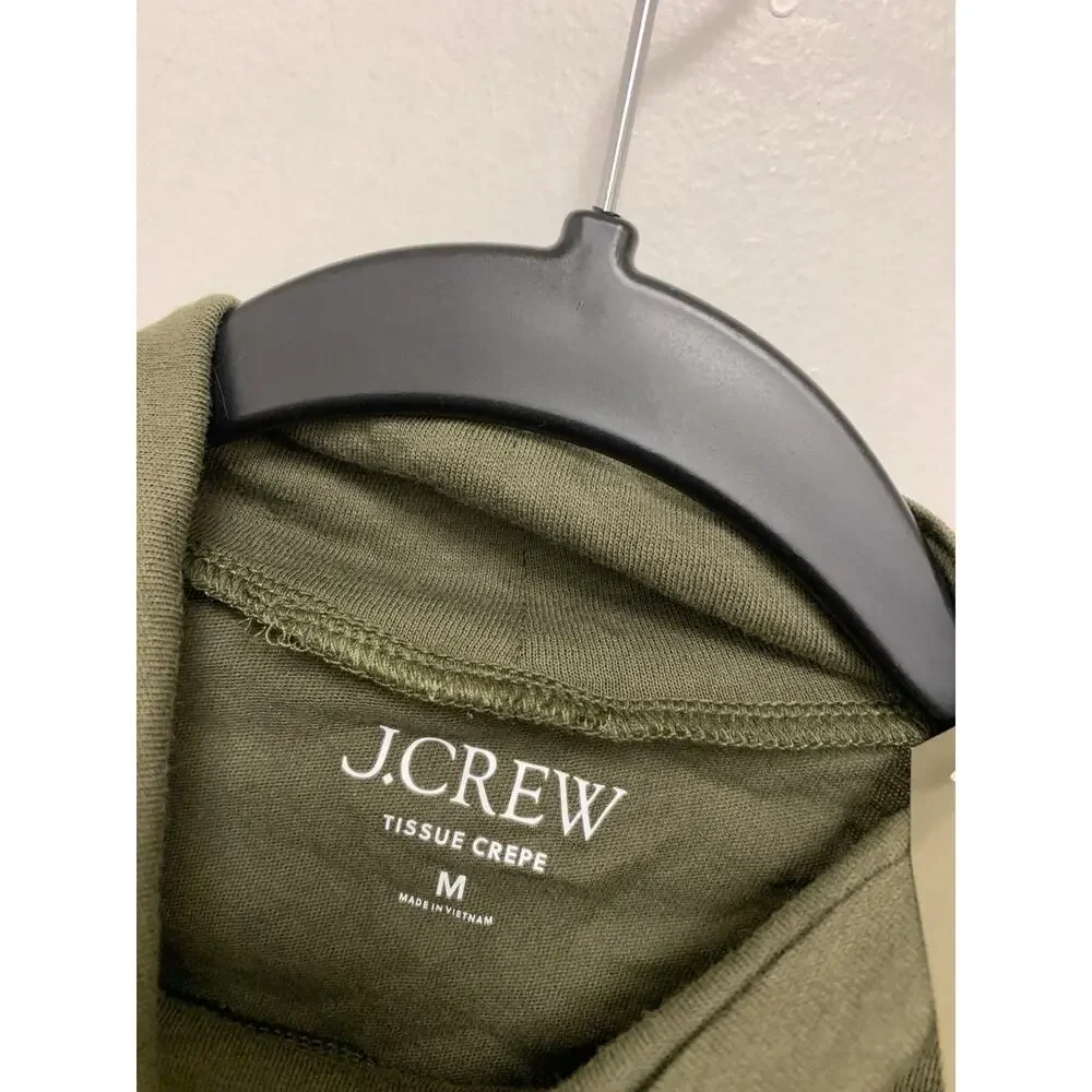 J. Crew Tissue Crepe Turtleneck Long Sleeve Top Womens M Green CD305